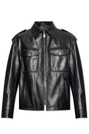Black Leather jacket with belt Saint Laurent - Vitkac France